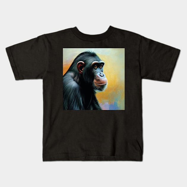 Thoughtful chimpanzee in profile Kids T-Shirt by Geminiartstudio